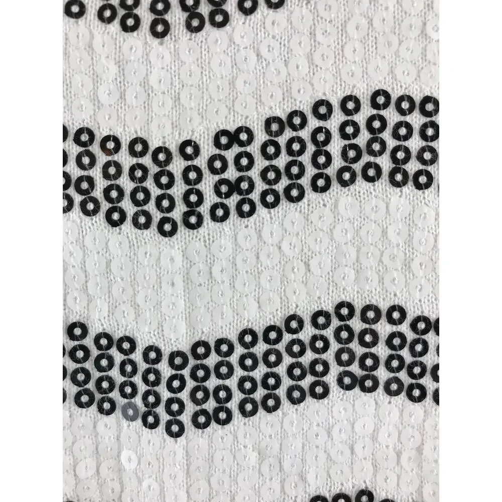 Joan‎ Vass Sweater Black White Sequins Lightweight Knit Pullover Womens Size 0